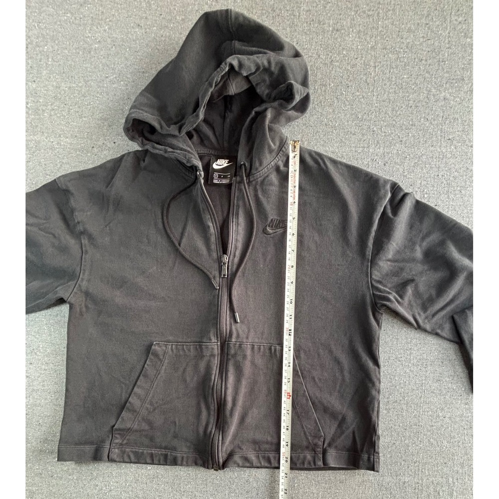 Nike Sportswear Full Zip Hoodie Womens Small Black Cropped Cotton - Picture 6 of 9